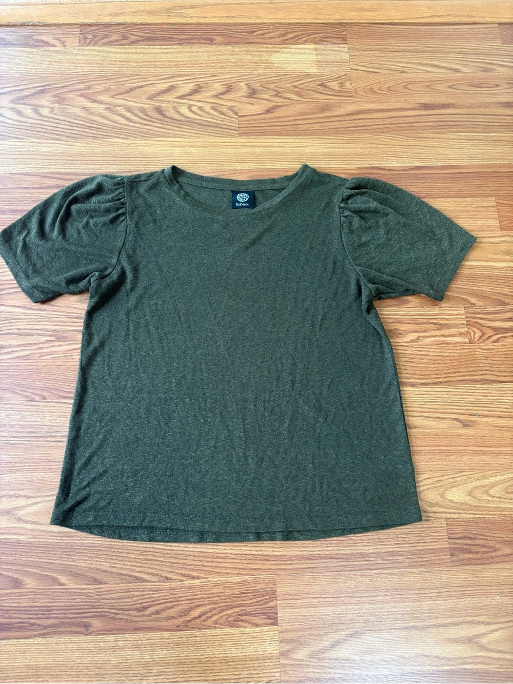 bobeau Olive Short Sleeve Puff Shoulder Tee